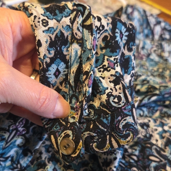 J. Jill Blue and Black Patterned Blouse - Picture 8 of 10